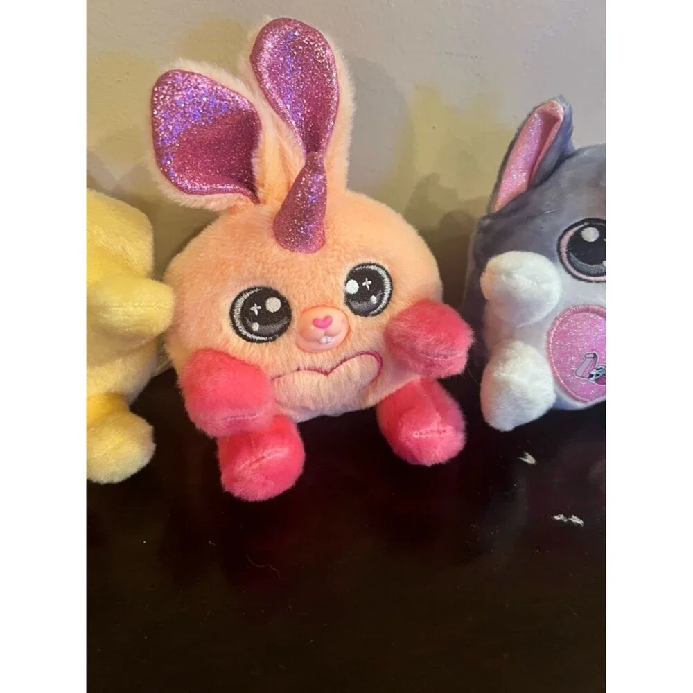 Plush Pink Bunny Small rainbowcorns Soft Sparkle Ears set of 3